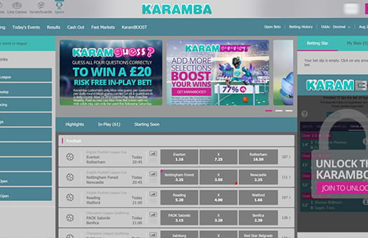The Betting selection of Karamba