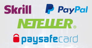Logos of other payment methods, such as Skrill, PayPal and Neteller