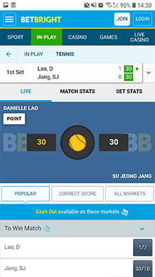 Live Mobile Betting on Tennis